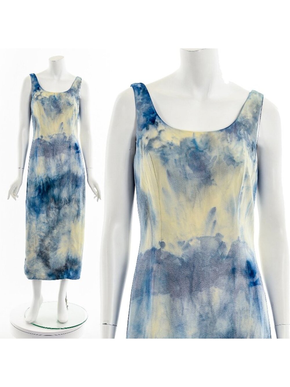 Shibori Marble Dye Sleeveless Dress 90s